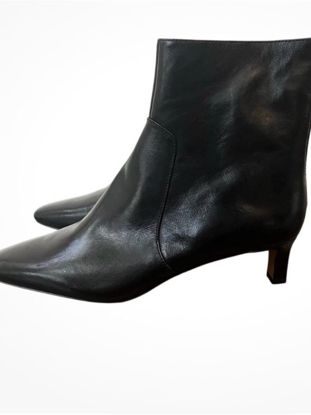 Madewell Black Leather Pointed-Toe Kitten Heel Ankle Boots 8.5